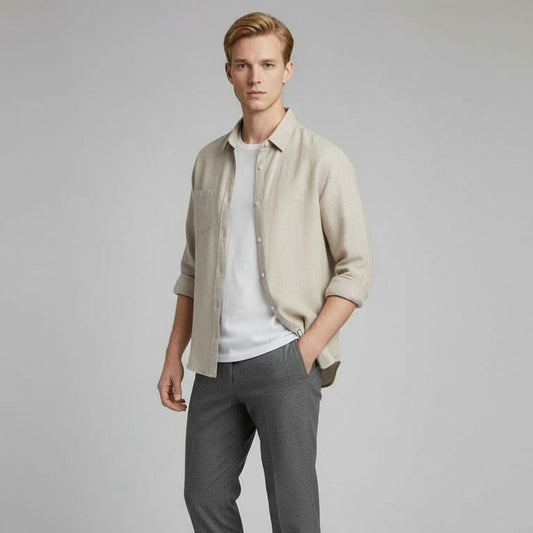 Men's Linen Long Sleeve Casual Shirt