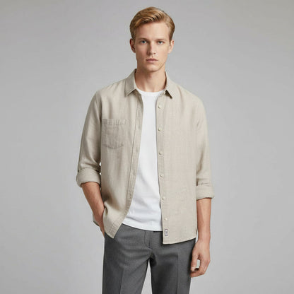 Men's Linen Long Sleeve Casual Shirt